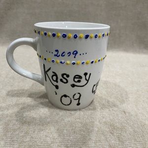 Royal Norfolk White Classic Coffee Cup Mug 
Kasey ‘09 Foley 
Blue & Yellow Dots